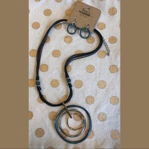 Statement Circle Necklace Set Multi Metal